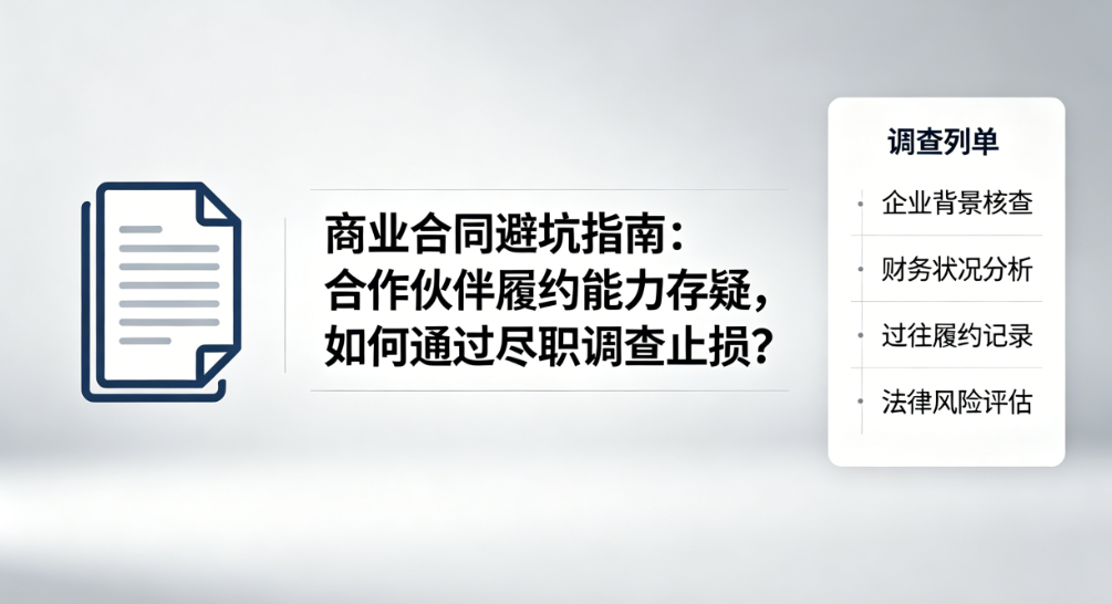 商业合同避坑指南:合作伙伴尽职调查与履约能力核实文章配图
